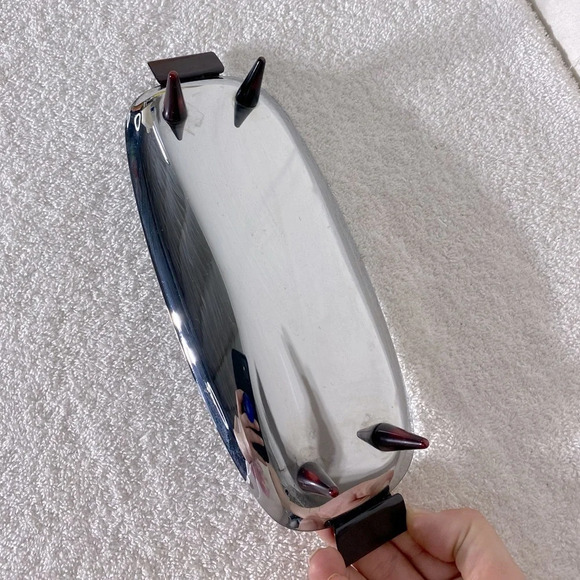 Vintage Glo Hill Gourmates Chrome And Cherry Red Bakelite Atomic Serving Tray - Picture 7 of 9